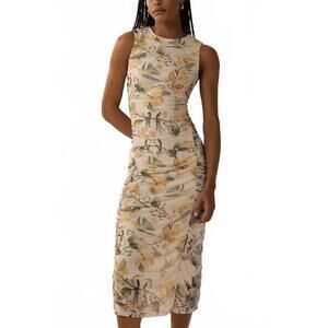 farm rio flowers arch sleeveless linen blend midi dress Farm Rio Flowers Arch Sleeveless Linen Blend Midi Dress